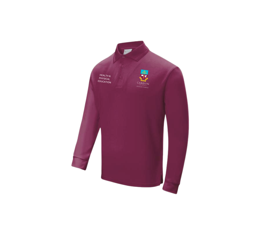 PE Staff maroon long-sleeved sun safe polo shirt - Unisex
